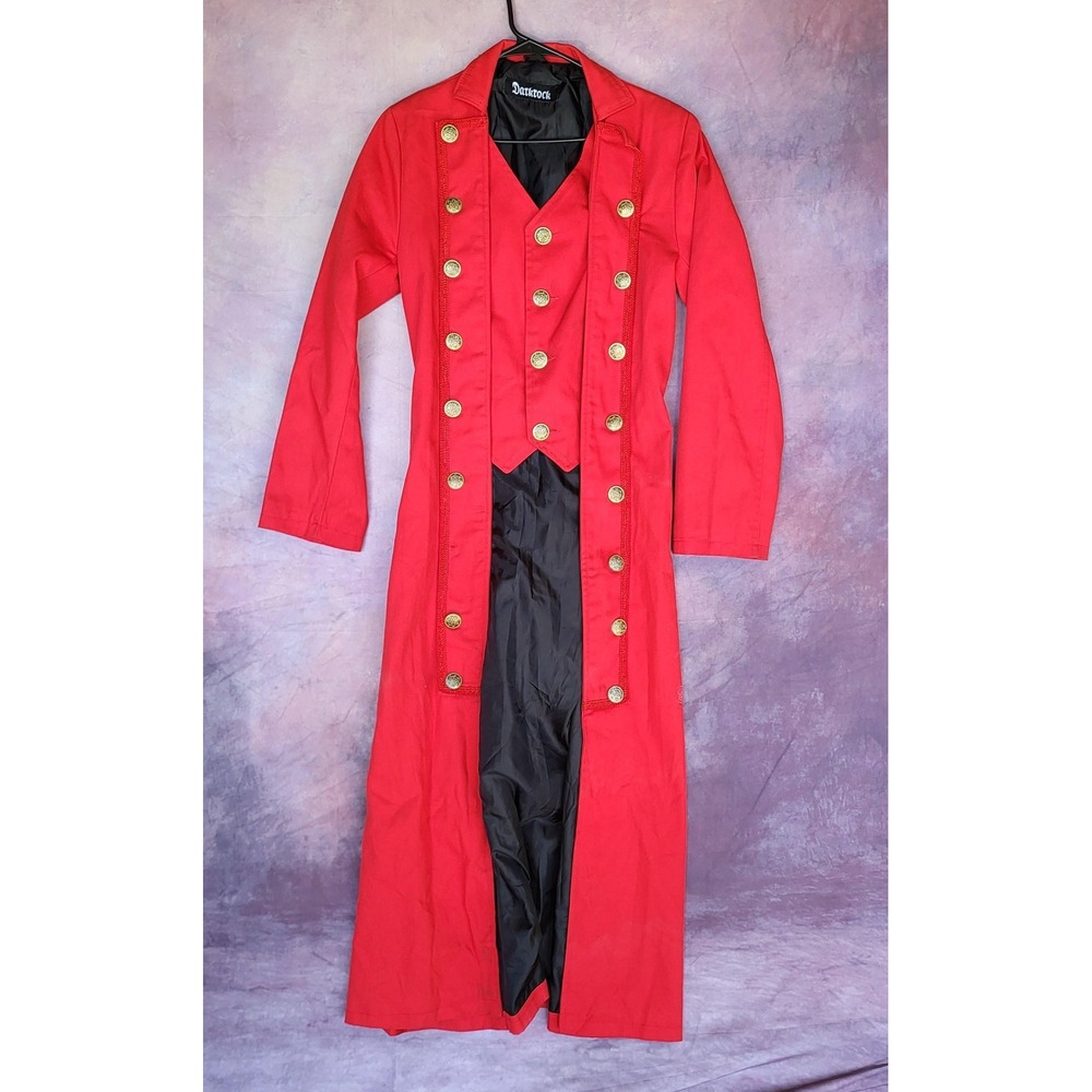 Darkrock Gothic Red Overcoat Mens Size M Long Steampunk Coat Lined Halloween